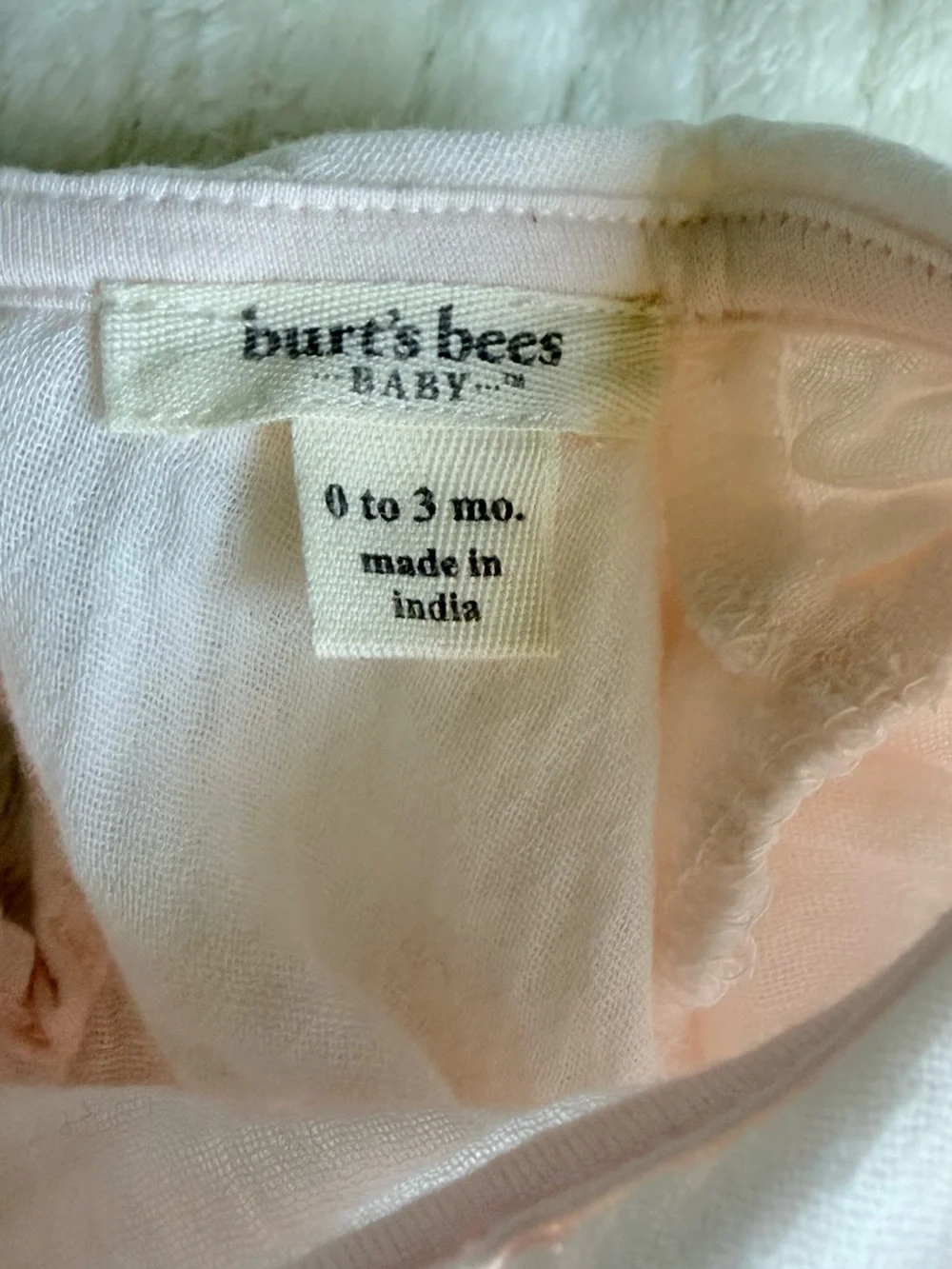 Burt's Bees Baby Pale Pink Peter Pan Collar Romper